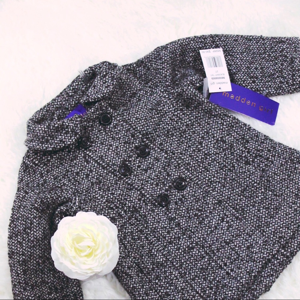 NWT Madden Girl Faux Wool Textured Zipper Coat - Picture 1 of 6